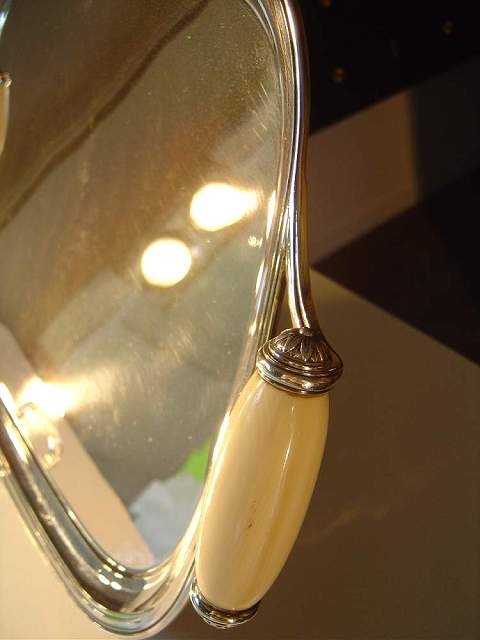 Solid Silver Tray with Ivory Handles