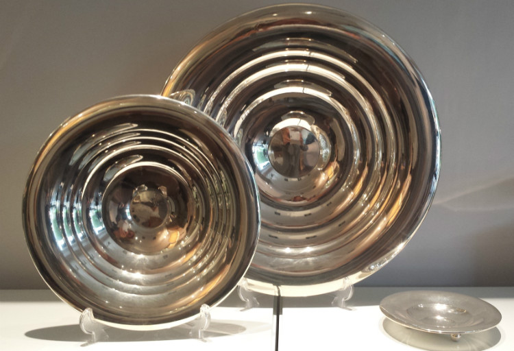 3 Silver Art Deco tripode dishes