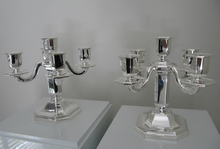 High end  art deco silver candelabras