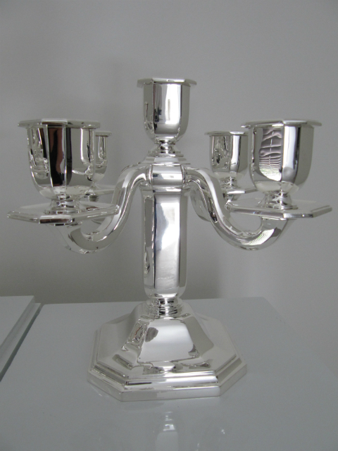 High end  art deco silver candelabras