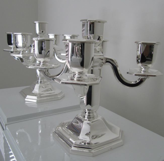 High end  art deco silver candelabras