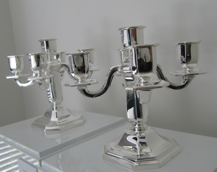 High end  art deco silver candelabras