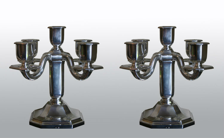 High end  art deco silver candelabras