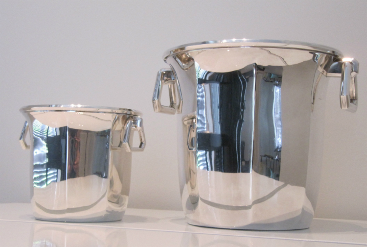 Silver art deco Champagne cooler and matching silver ice cooler