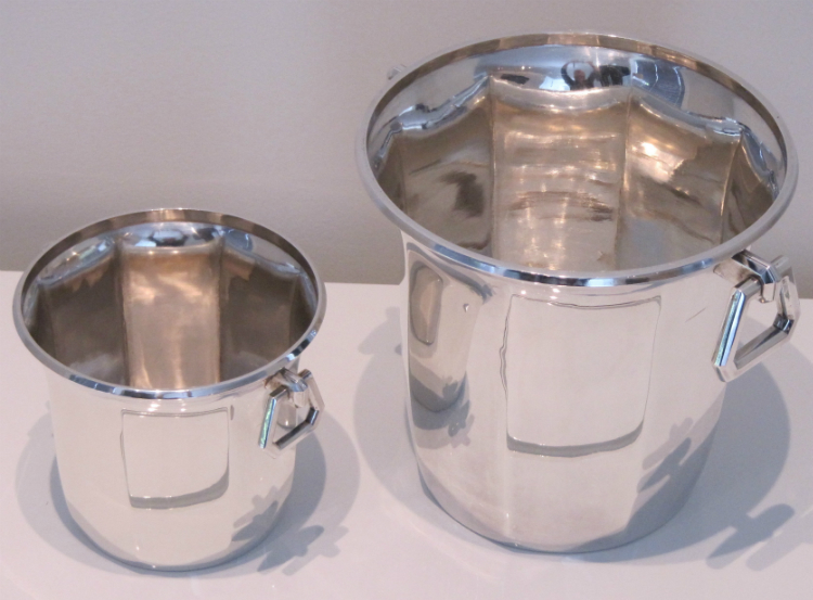 Silver art deco Champagne cooler and matching silver ice cooler