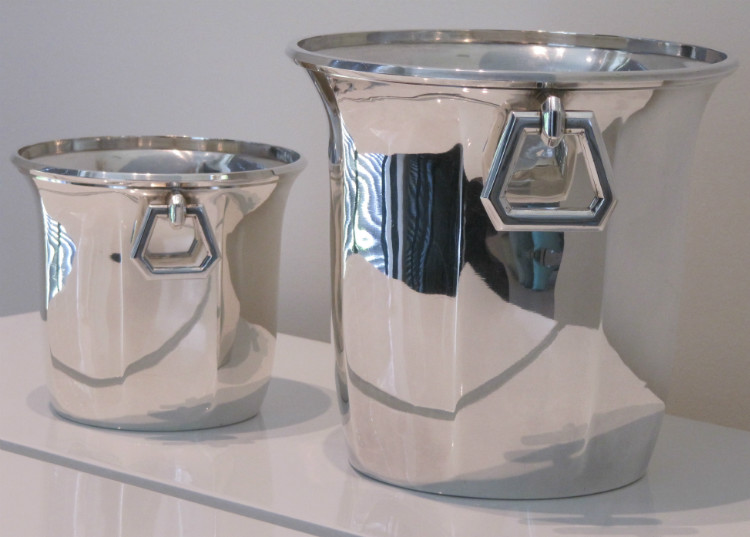 Silver art deco Champagne cooler and matching silver ice cooler