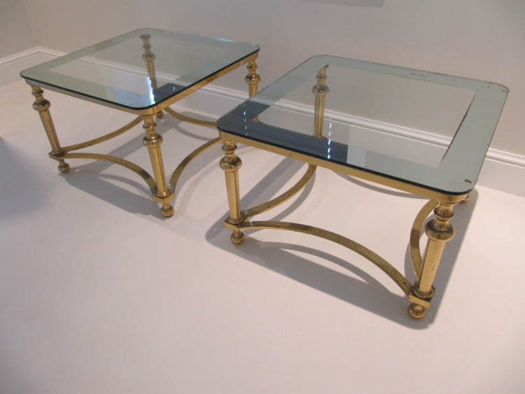 Pair of 1950s brass side tables